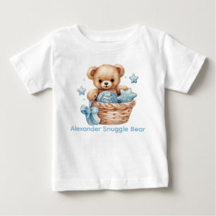 Benutzerdefinierter Name Blaues Teddybär-Babyshirt Baby T-shirt
