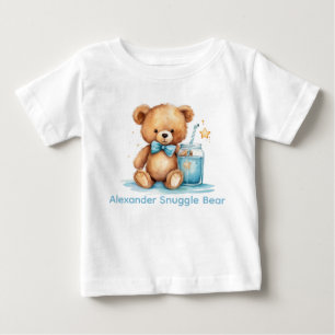 Benutzerdefinierter Name Blaues Teddybär-Babyshirt Baby T-shirt