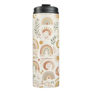 Benutzerdefinierter Name Boho Regenbogen & Botanis Thermosbecher