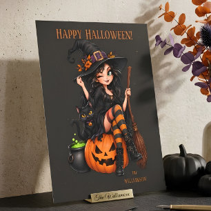 Benutzerdefinierter Name Böse Hexe Halloween Postkarte