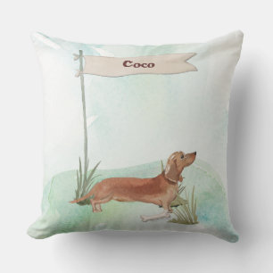 Benutzerdefinierter Name Brauner Dachshund Haustie Kissen
