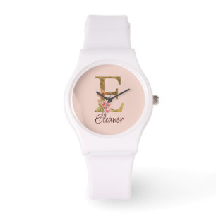 Benutzerdefinierter Name Buchstabe E Goldfolie Blu Armbanduhr