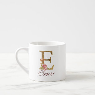 Benutzerdefinierter Name Buchstabe E Goldfolie Blu Espressotasse