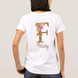 Benutzerdefinierter Name Buchstabe F Goldfolie Bla T-Shirt