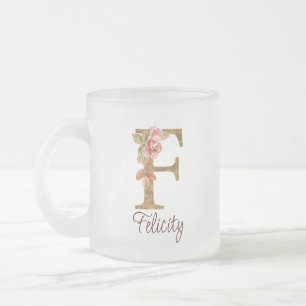Benutzerdefinierter Name Buchstabe F Goldfolie Ros Mattglastasse