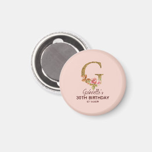 Benutzerdefinierter Name Buchstabe G Gold Rosé Ros Magnet