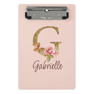 Benutzerdefinierter Name Buchstabe G Goldfolie Ros Mini Klemmbrett