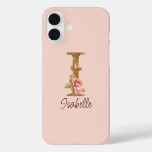 Benutzerdefinierter Name Buchstabe I Goldfolie Bla iPhone 16 Plus Hülle