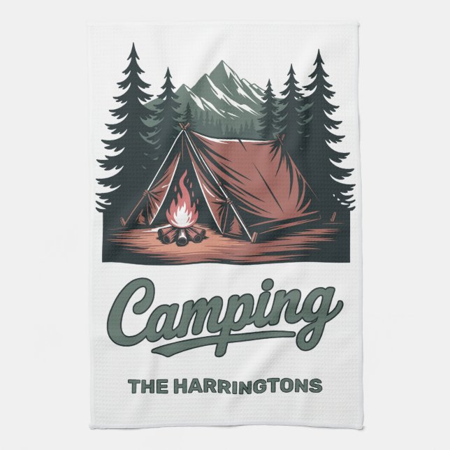 Benutzerdefinierter Name Camping Geschirrtuch (Vertikal)