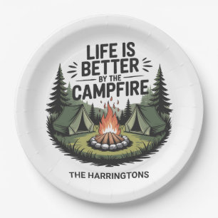 Benutzerdefinierter Name Camping Pappteller