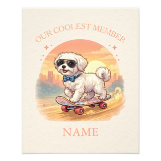 Benutzerdefinierter Name Cooler Malteser-Hund Skat Fotodruck