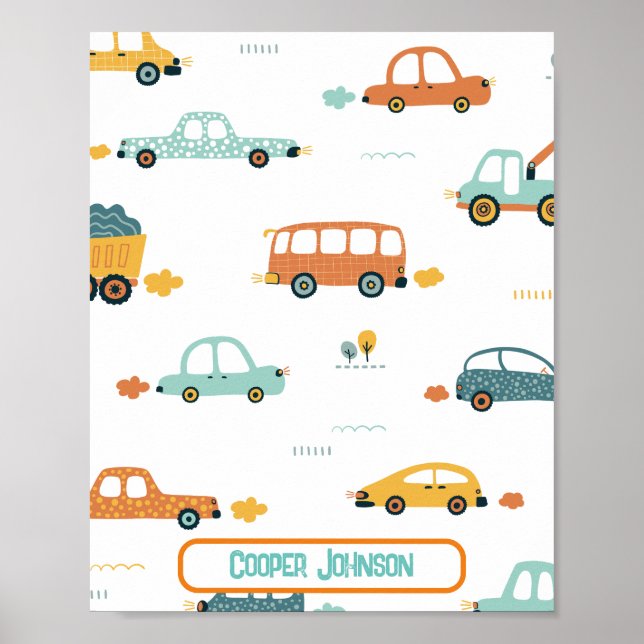 Benutzerdefinierter Name des Fahrzeugs pastellblau Poster (Vorne)