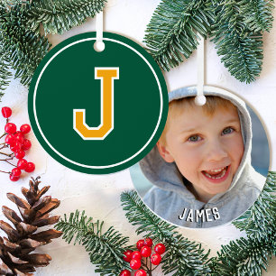 Benutzerdefinierter Name des Fotos Mit Monogramm g Ornament Aus Metall