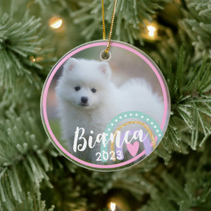 Benutzerdefinierter Name des Fotos Rainbow Keramik Ornament