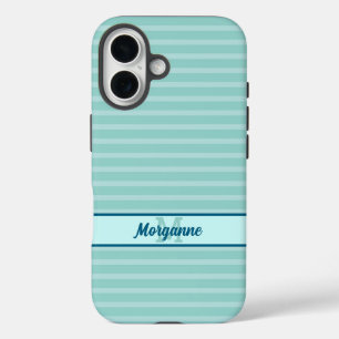 Benutzerdefinierter Name des Monogramms türkisfarb iPhone 16 Hülle