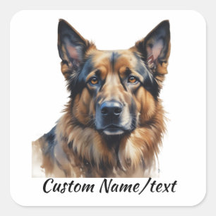 Benutzerdefinierter Name Deutscher Schäferhund Hau Quadratischer Aufkleber