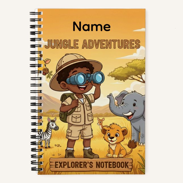 Benutzerdefinierter Name Dschungelabenteuer Notizbuch (Vorderseite)