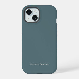 Benutzerdefinierter Name Elegant Marble Blue Cadet iPhone 15 Hülle
