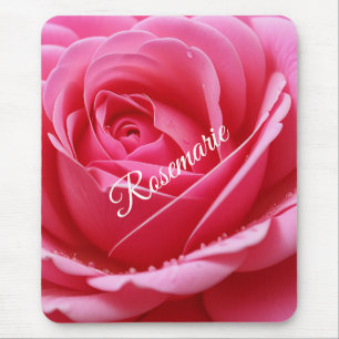 Benutzerdefinierter Name Elegante Rosenblume  Mousepad