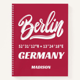 Benutzerdefinierter Name & Farbe Berlin Deutschlan Notizbuch
