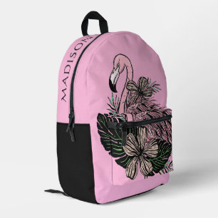 Benutzerdefinierter Name & Farbe Rosa Flamingo Bedruckter Rucksack