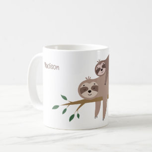 Benutzerdefinierter Name & Farbe Süßer Faultier Kaffeetasse
