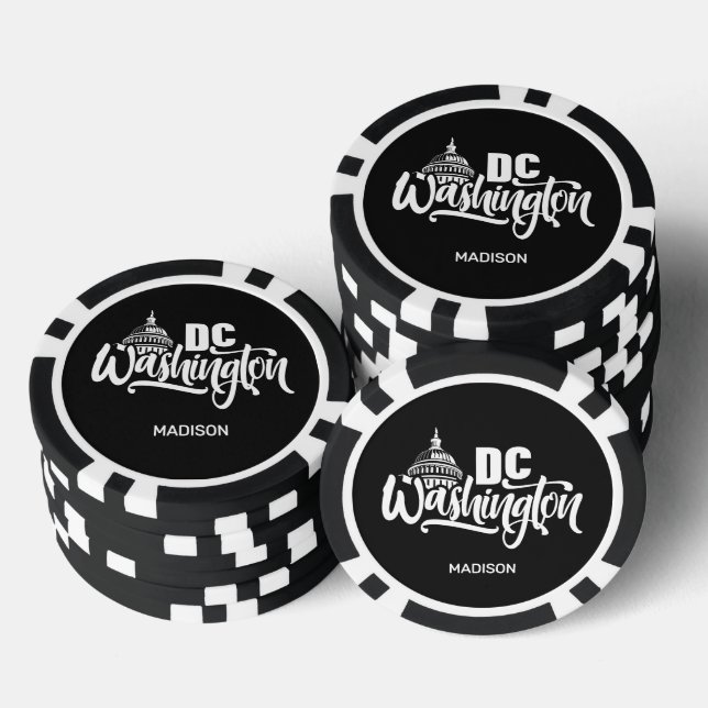 Benutzerdefinierter Name & Farbe Washington DC Pokerchips (Stapel)