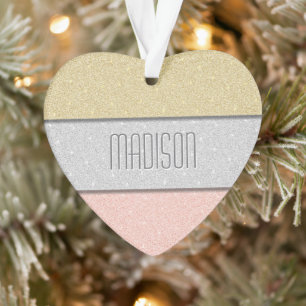 Benutzerdefinierter Name Faux Glitter Bling Ornament