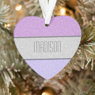 Benutzerdefinierter Name Faux Glitter Bling Ornament