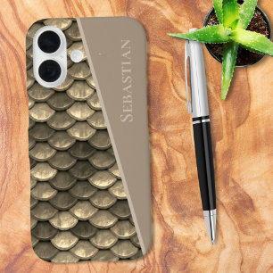Benutzerdefinierter Name Faux Metallische Schuppen iPhone 16 Hülle