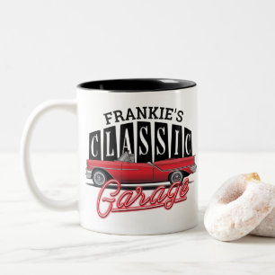 Benutzerdefinierter NAME Faux-Neon-Klassiker-Garag Zweifarbige Tasse