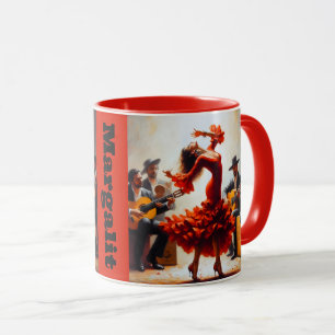 Benutzerdefinierter Name Flamenco Latina Tanz Span Tasse
