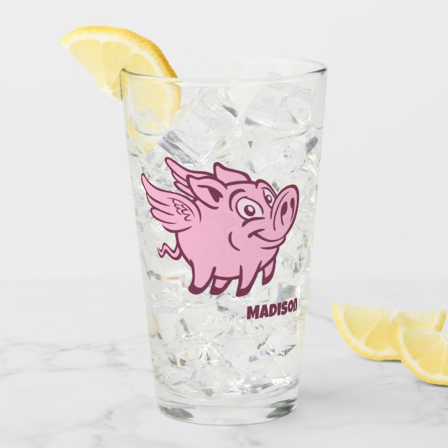 Benutzerdefinierter Name Fliegende Schweine Glas (Vorderseite Ice)