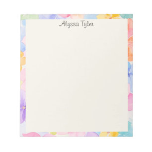 Benutzerdefinierter Name Floral Watercolor Notizblock