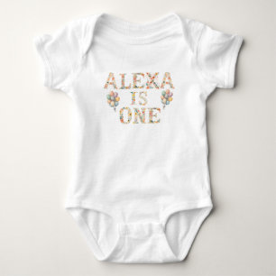 Benutzerdefinierter Name Florale Buchstaben Baby Strampler