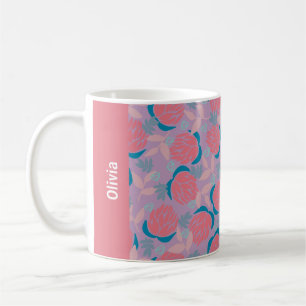 Benutzerdefinierter Name Florale Protea Rosa Orang Kaffeetasse