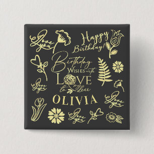 Benutzerdefinierter Name Florale Typografie Geburt Button