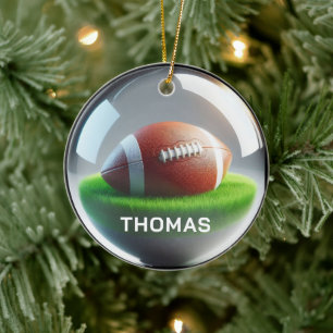 Benutzerdefinierter Name Football Faux Glas-Orb Lo Keramik Ornament