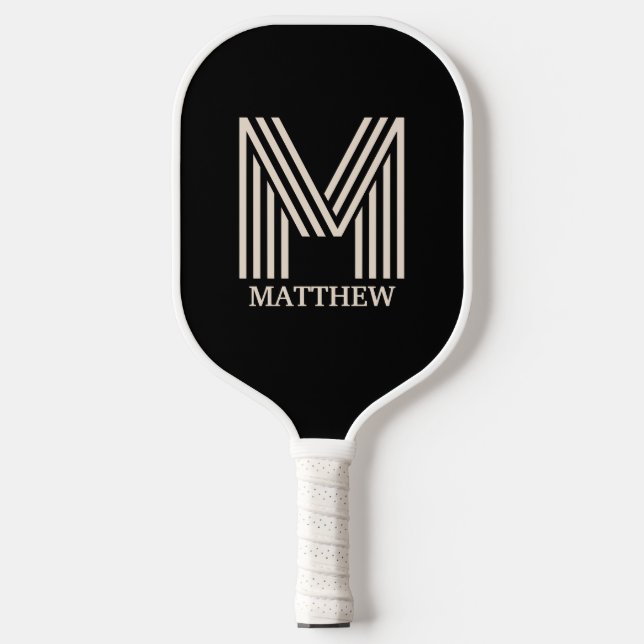 Benutzerdefinierter Name für Monogramm-Skripte Pickleball Schläger (Vorderseite)