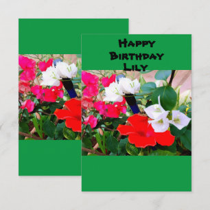 Benutzerdefinierter Name Geburtstag Roter Hibiskus Karte