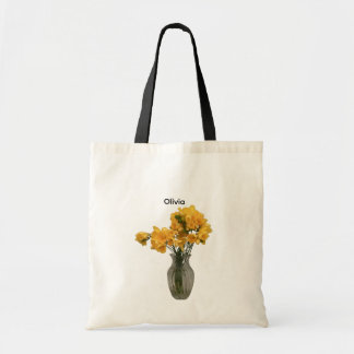 Benutzerdefinierter Name Gelbe Freesien Blumen Tragetasche