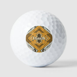 Benutzerdefinierter Name Geometrisch Rustikal Brau Golfball