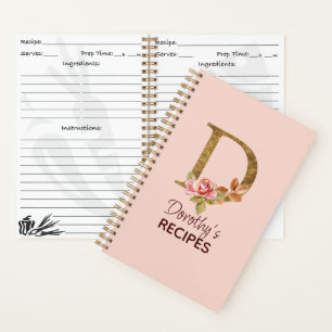 Benutzerdefinierter Name Gold Blush Pink Rosen Buc Notizbuch