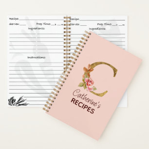 Benutzerdefinierter Name Gold Blush Pink Rosen Buc Notizbuch