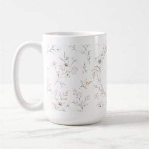 Benutzerdefinierter Name Gold Florales Monogramm G Kaffeetasse