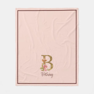 Benutzerdefinierter Name Goldfolie Blush Rosa Rose Fleecedecke