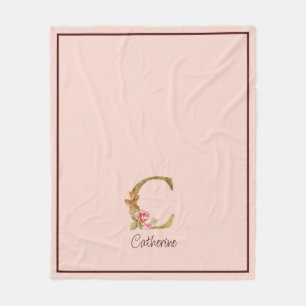 Benutzerdefinierter Name Goldfolie Blush Rosa Rose Fleecedecke