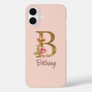 Benutzerdefinierter Name Goldfolie Blush Rosa Rose iPhone 16 Plus Hülle