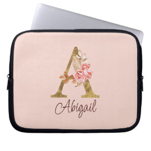 Benutzerdefinierter Name Goldfolie Blush Rosa Rose Laptopschutzhülle