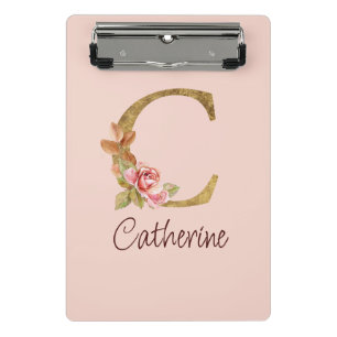 Benutzerdefinierter Name Goldfolie Blush Rosa Rose Mini Klemmbrett